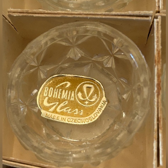 👀 HUGE SALE! VINTAGE BOHEMIA GLASS (6) GLASS SALT CELLARS/SPOONS CZECHOSLOVAKIA - Picture 3 of 9